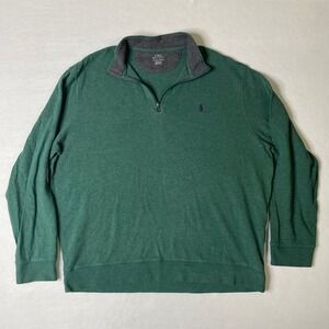 Polo Ralph Lauren Mens XL Green 1/4 Zip Long Sleeve‎ Pullover Sweater